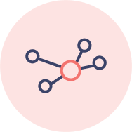 icon: main sphere with four nodes